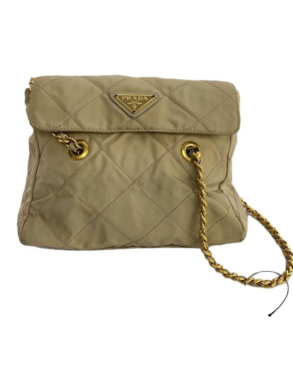 Prada Quilted Chain Shoulder Bag Beige Tan